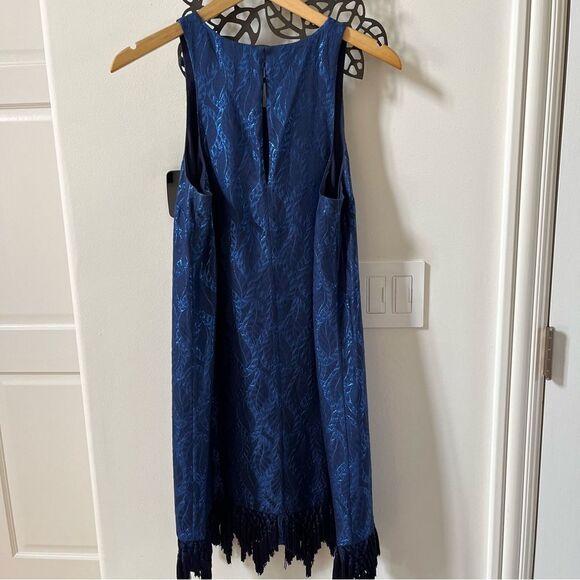 Lilly Pulitzer Marquette Shift Dress In True Navy Silk Leaf Jacquard M NWOT - Picture 4 of 14